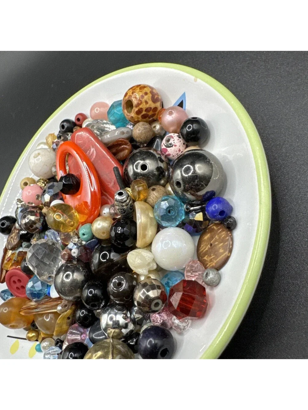 Vintage Bag Of Beads From Broken Jewelry Wood Plastic Glass - Crafting